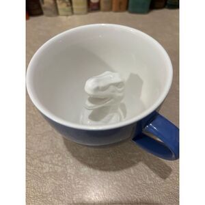 Dinosaur Coffee Mug- Creature Cups -T REX Novelty Tea Mug, 3D Inside, Blue/White